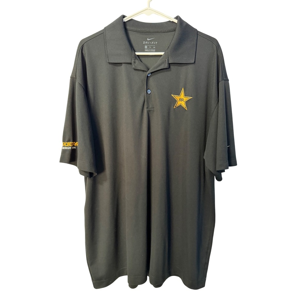 Nike Polo Shirt Mens XXL Black Rockstar Energy Embroidered